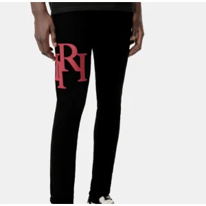 Top Quality AMIRI Men's Black Staggered Logo Skinny Jeans