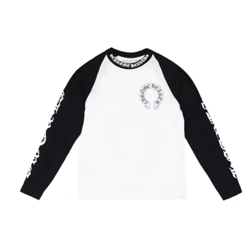 Top Quality Chrome Hearts Horseshoe Baseball Shirt White/Black